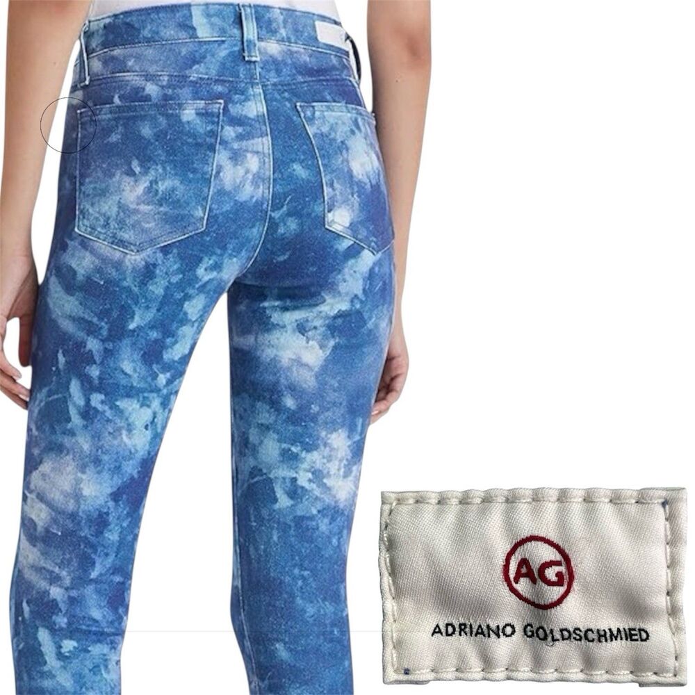 AG Adriano Goldschmied Women 28x29 The Mari Abstract Tie Dye Night Rain Jean NEW